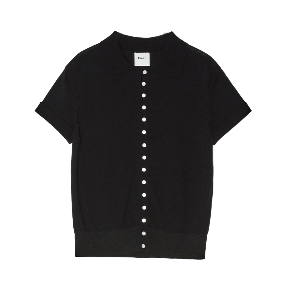 엔오르 우먼 콘트라스팅 버튼 셔츠 가디건 블랙(Enor Women Contrasting Buttons Shirt Cardigan Black)
