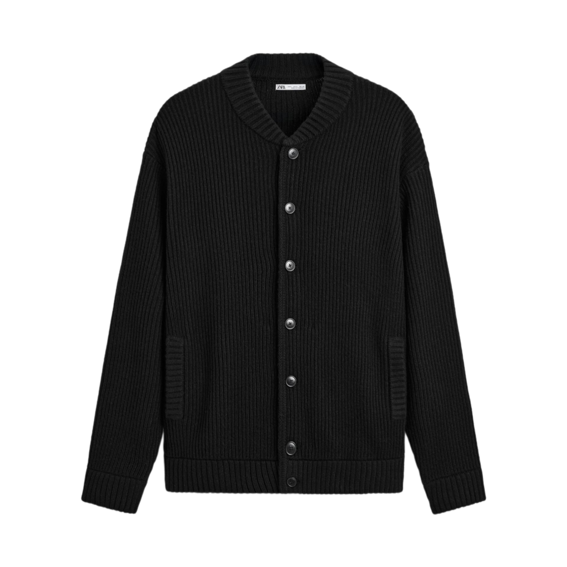자라 텍스쳐드 립드 가디건 블랙(Zara Textured Ribbed Cardigan Black)