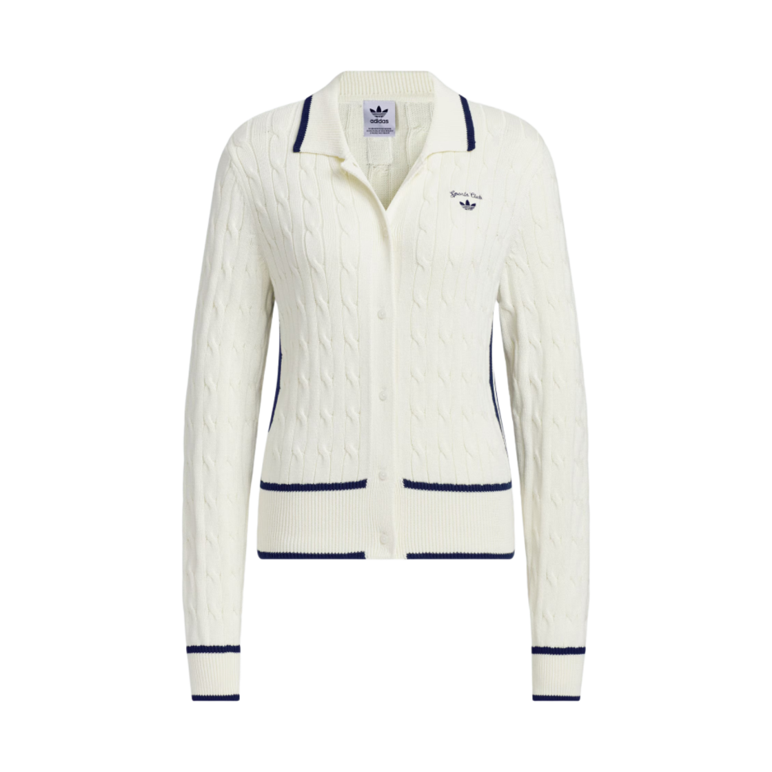 (W) 아디다스 오리지널스 레트로 스포츠 스포티 클럽 가디건 오프 화이트 - US 사이즈((W) Adidas Originals Retro Sports Sporty Club Cardigan Off White - US Sizing) - 1