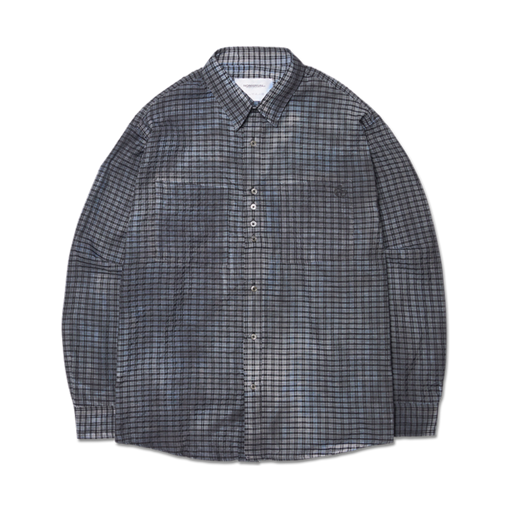 노매뉴얼 오버다이드 체크 셔츠 차콜(NOMANUAL Overdyed Check Shirt Charcoal)