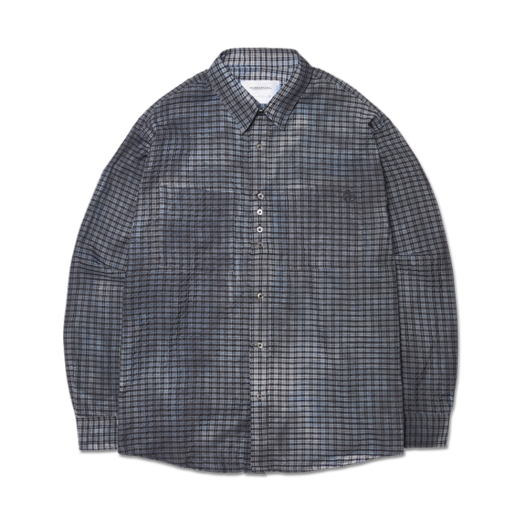 NM51SH02M1CH NOMANUAL Overdyed Check Shirt Charcoal