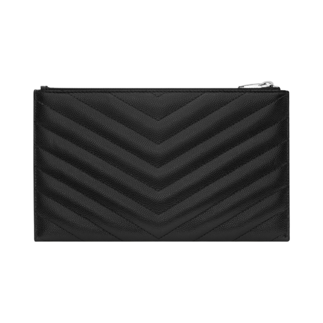 생로랑 그랑 드 뿌드르 엠보스드 레더 카산드라 마틀라세 빌 파우치 블랙 실버(Saint Laurent Cassandre Matelasse Bill Pouch in Grain de Poudre Embossed Leather Black Silver) - 4