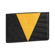Louis Vuitton Ostrich Taurillon Crocodilien Mat Double Card Holder Black Yellow