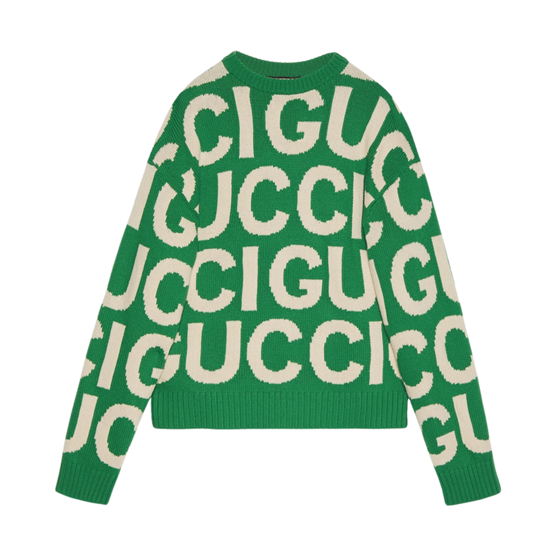 763672-XKDLV-3521 Gucci Wool Jumper with Intarsia Green Ivory