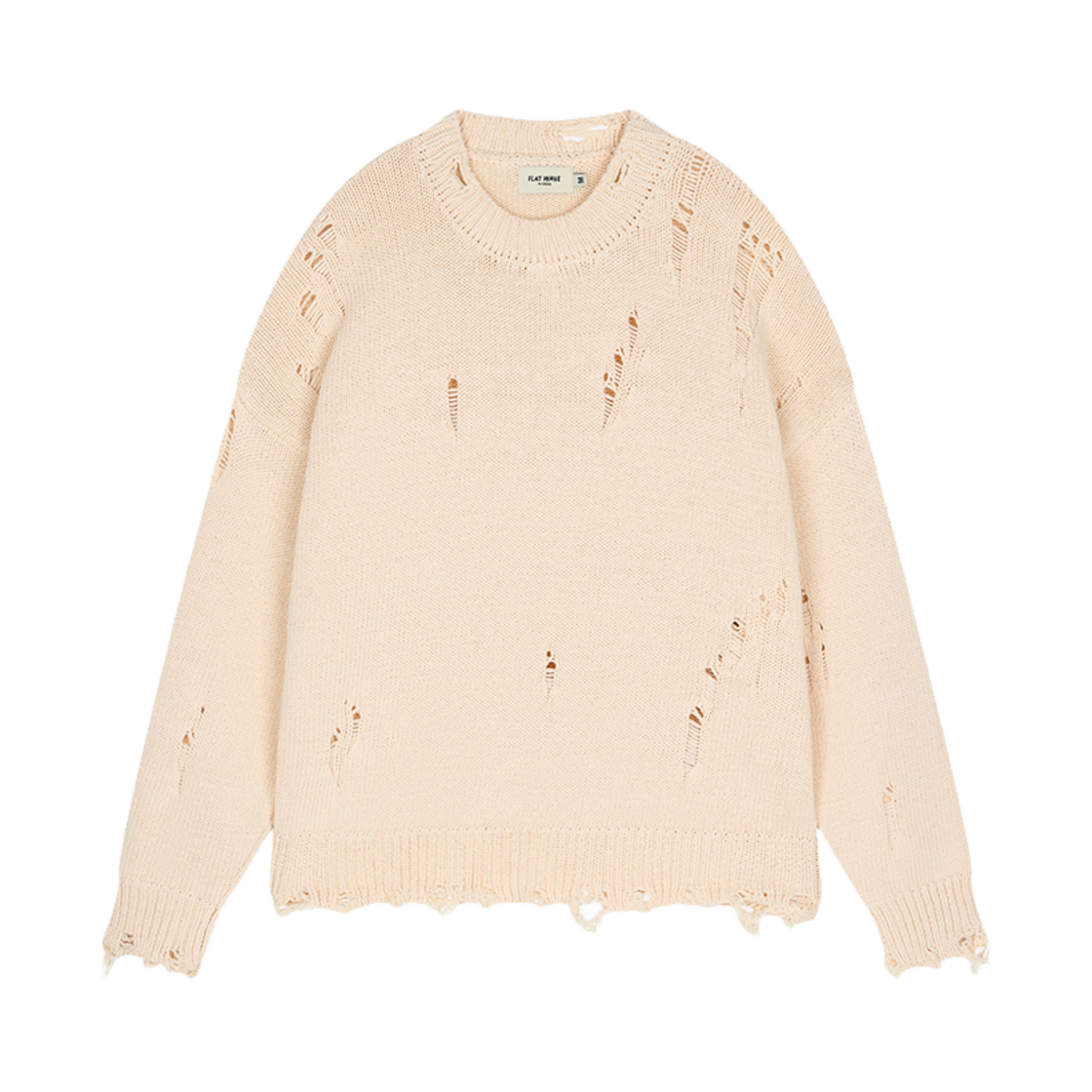 Ripsy Round Cream Flatwave in Seoul Ripsy Vintage Damaged Round Knit Cream