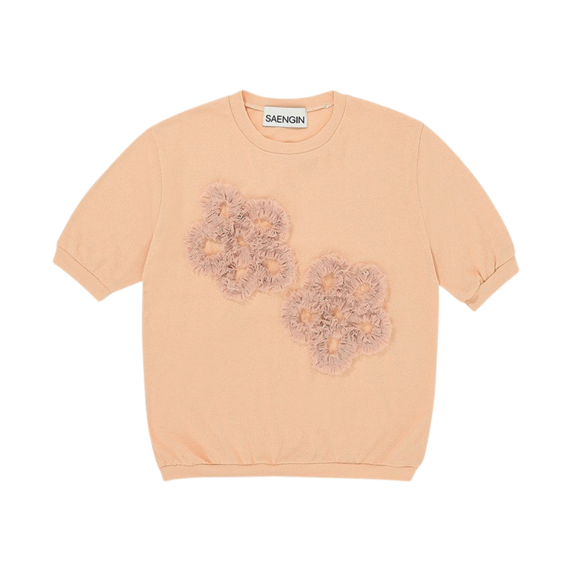 23SPTP002 Saenginstudios Flower Lace Hlaf Knit Apricot