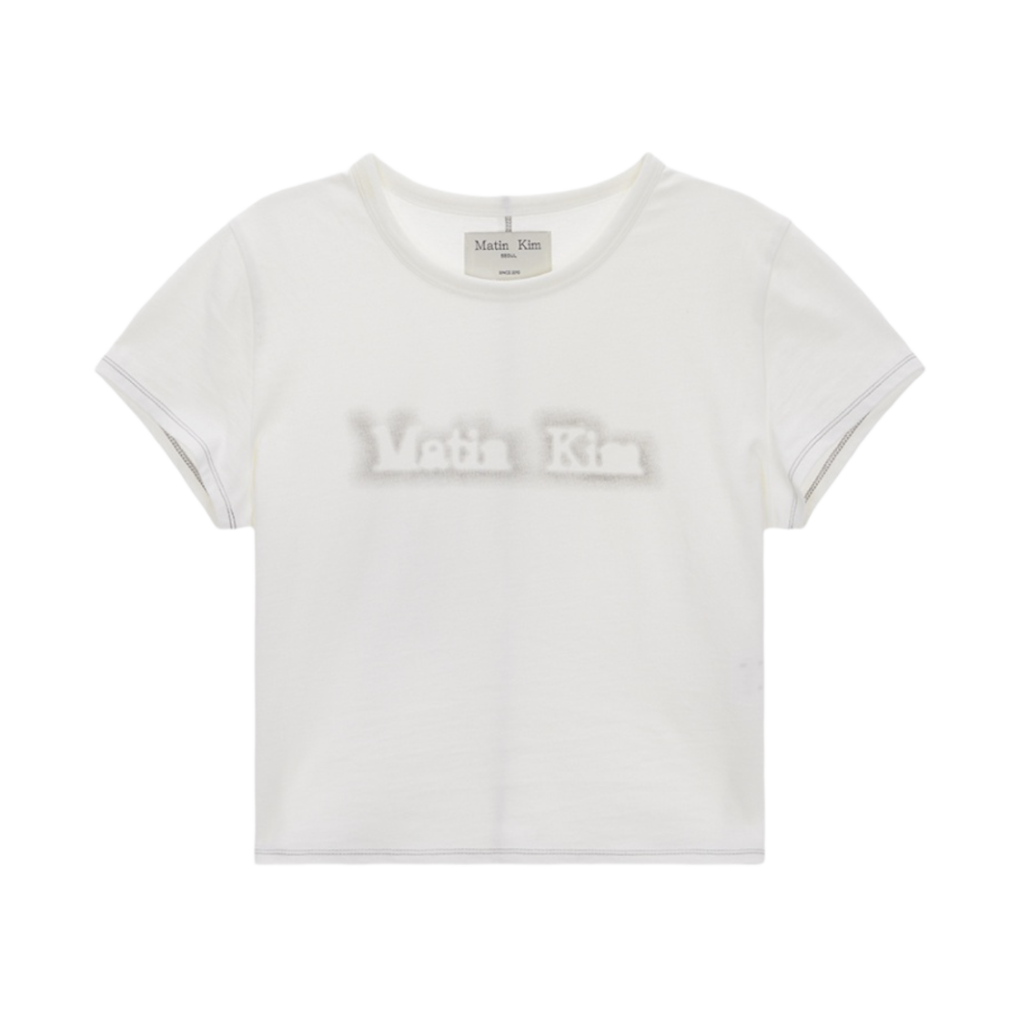 ● Matin Kim ●LOGO CUTTED CROP TOP IN WHITE MATIN KIM CUTTED LOGO CROP TOP IN WHITE – SeoulSeoul