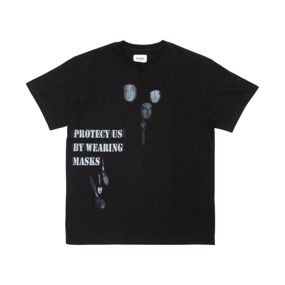 에크라손 P.U.B.W 마스크 티셔츠 블랙(Ecrzn P.U.B.W Masks T-Shirts Black)