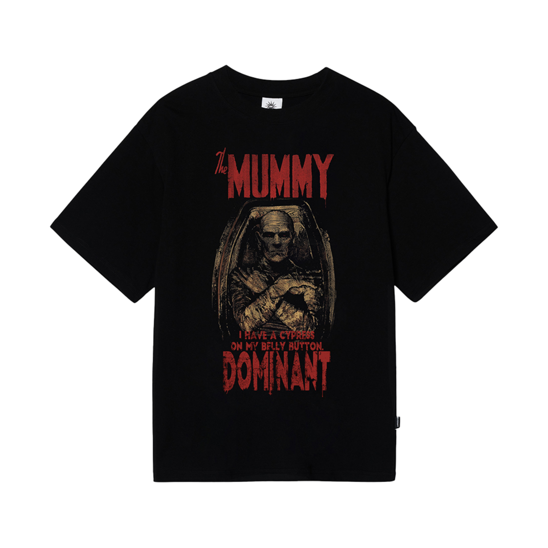 도미넌트 유니섹스 머미 프린팅 자수 오버핏 숏 슬리브 티(Dominant Unisex Mummy Printed Embroidered Overfit Short Sleeve Tee)