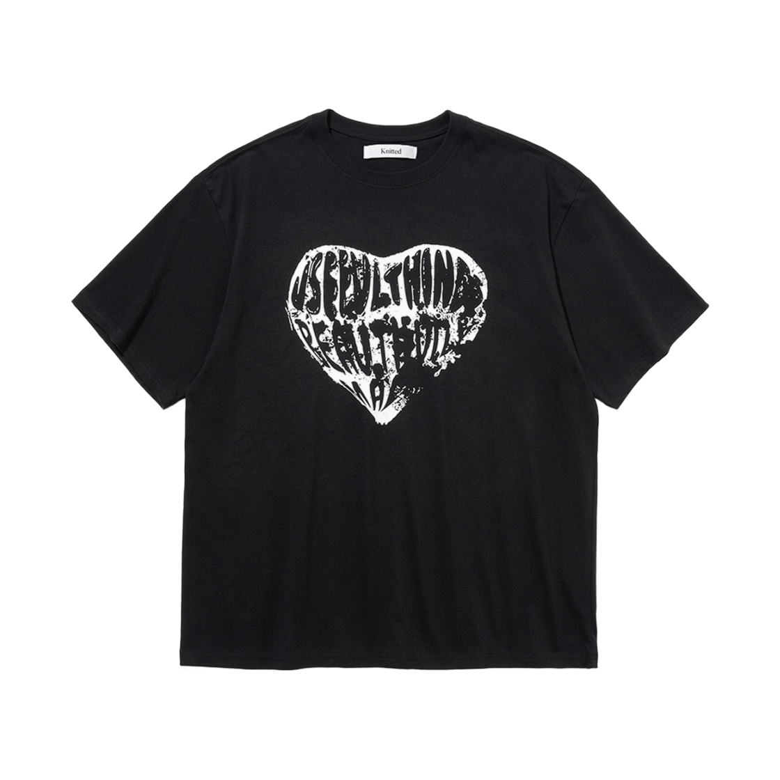 니티드 빈티지 하트 티셔츠 블랙-화이트