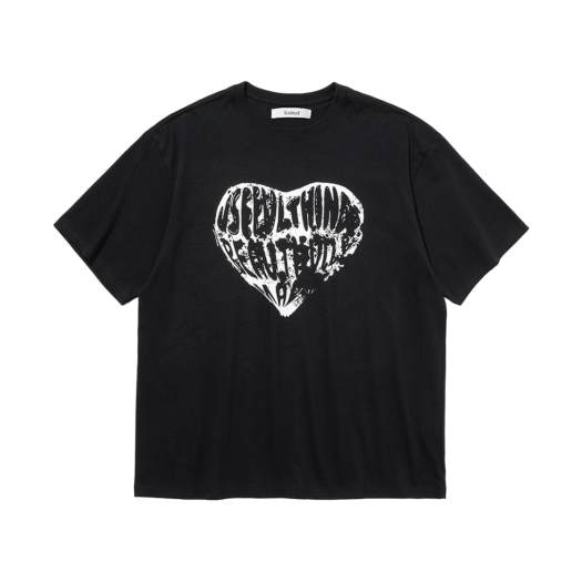K23SSUT06BKWH Knitted Vintage Heart T-Shirt Black-White