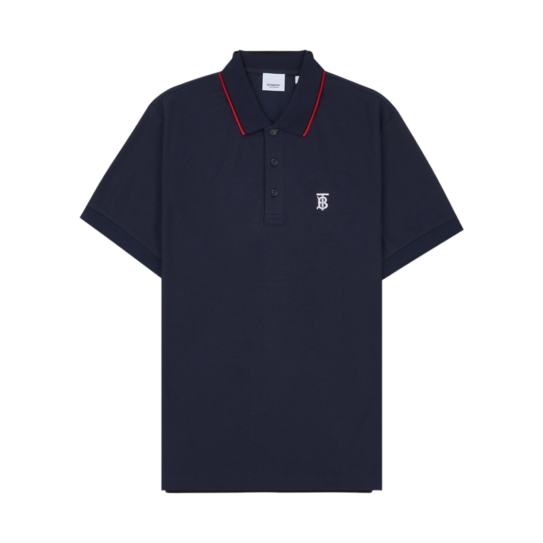 버버리 아이콘 스트라이프 플래킷 코튼 피케 폴로 셔츠 네이비(Burberry Icon Stripe Placket Cotton Pique Polo Shirt Navy) - 1
