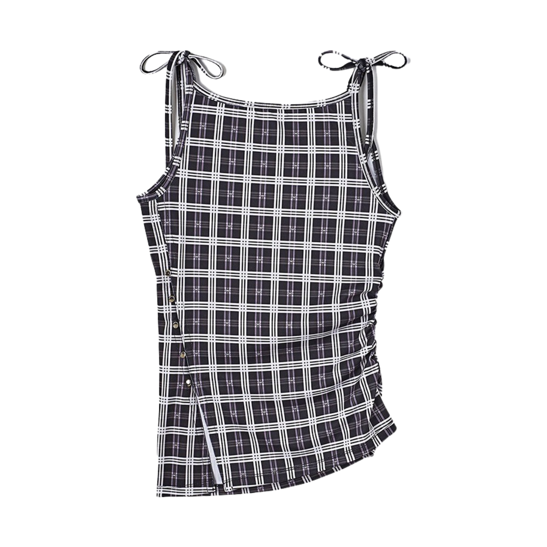 윤세 우먼 올리브 슬리브리스 탑 체크(Yunse Women Olive Sleeveless Top Check) - 1