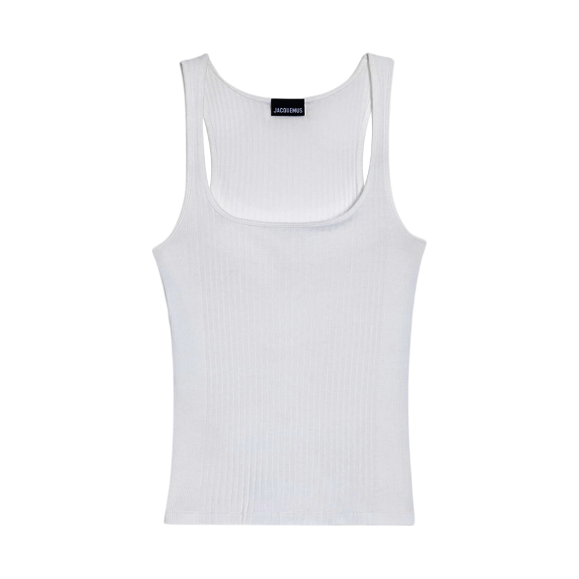 (W) 자크뮈스 르 데바듀어 카라코 립 탱크탑 화이트((W) Jacquemus Le Débardeur Caraco Ribbed Tank Top White) - 1