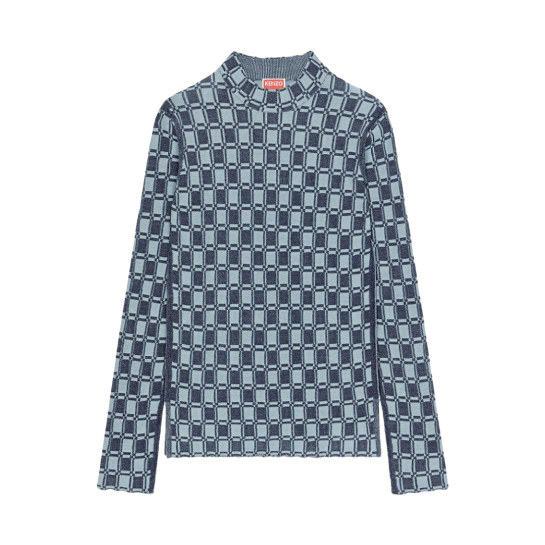 (W) 겐조 비쉬 자카드 피티드 점퍼 미드나잇 블루((W) Kenzo Vichy Jacquard Fitted Jumper Midnight Blue) - 1
