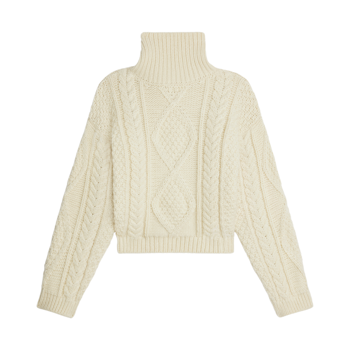 (W) 셀린느 하이 넥 스웨터 아란 알파카 울 오프 화이트((W) Celine High Neck Sweater in Aran Alpaca Wool Off White) - 2