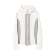 Millo Women Two-Way Side Hood Zip-Up Cream