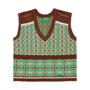 Green Butter Women Twinkle V-Neck Jacquard Knit Vest Green