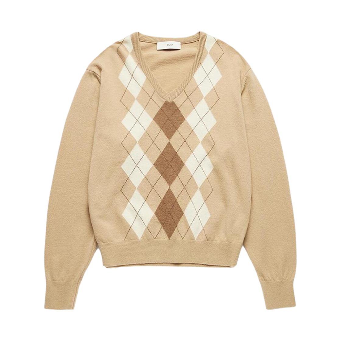 던스트 브이넥 아가일 스웨터 베이지(Dunst V-Neck Argyle Sweater Beige) - 1