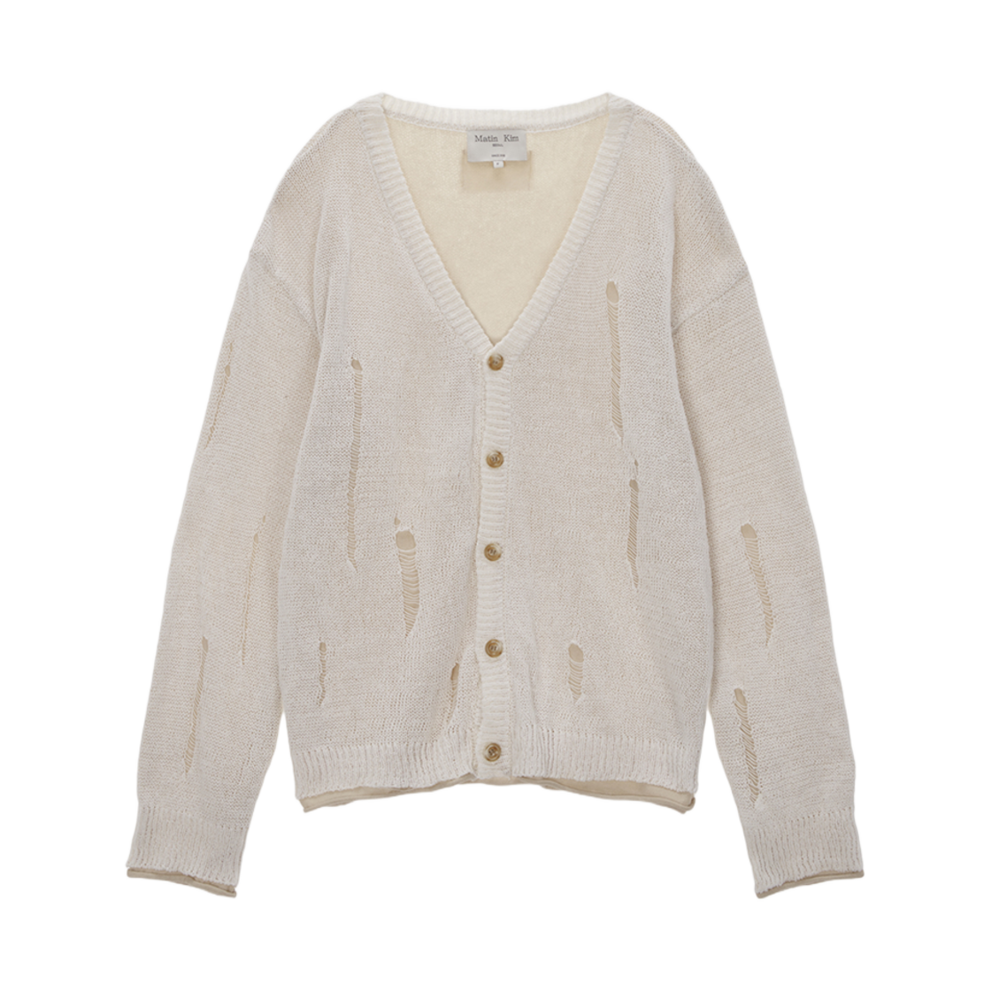(W) 마뗑킴 레이어드 데미지 가디건 아이보리((W) Matin Kim Layered Damage Cardigan Ivory) - 1