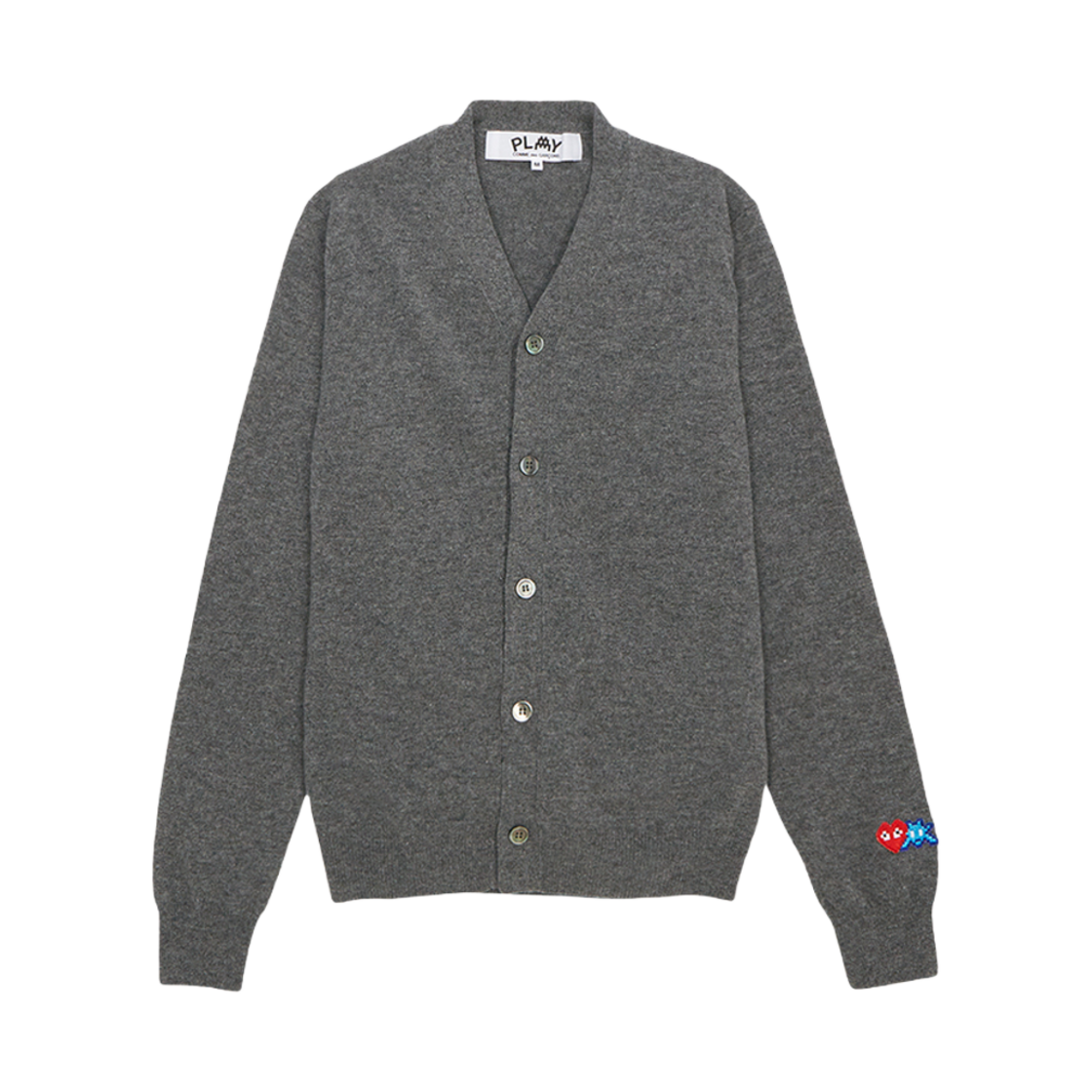 AZ-N088-051-3 Play Comme des Garcons x Invader Double Pixel Heart Cardigan Gray