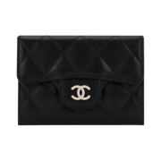 Chanel Classic Small Flap Wallet Grained Shiny Calfskin & Gold Black
