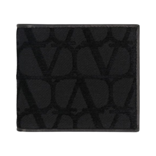 P0654WAW0NO Valentino Toile Iconographe Leather Details Wallet Black