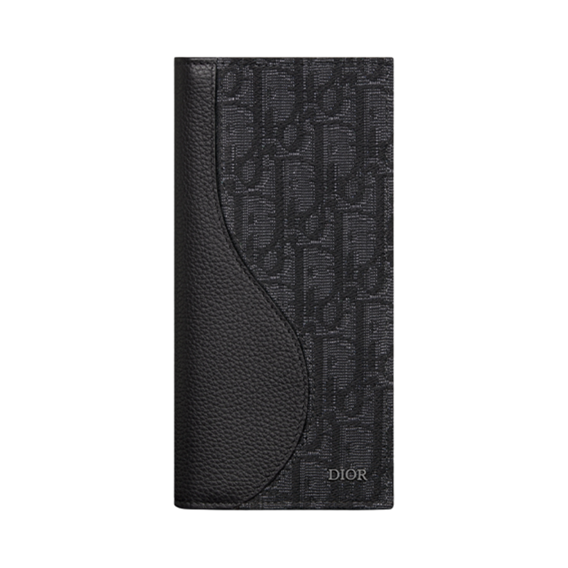 2ADBC330YKS-H03E Dior Saddle Vertical Long Wallet Grained Calfskin Marquetry Dior Oblique Jacquard Black