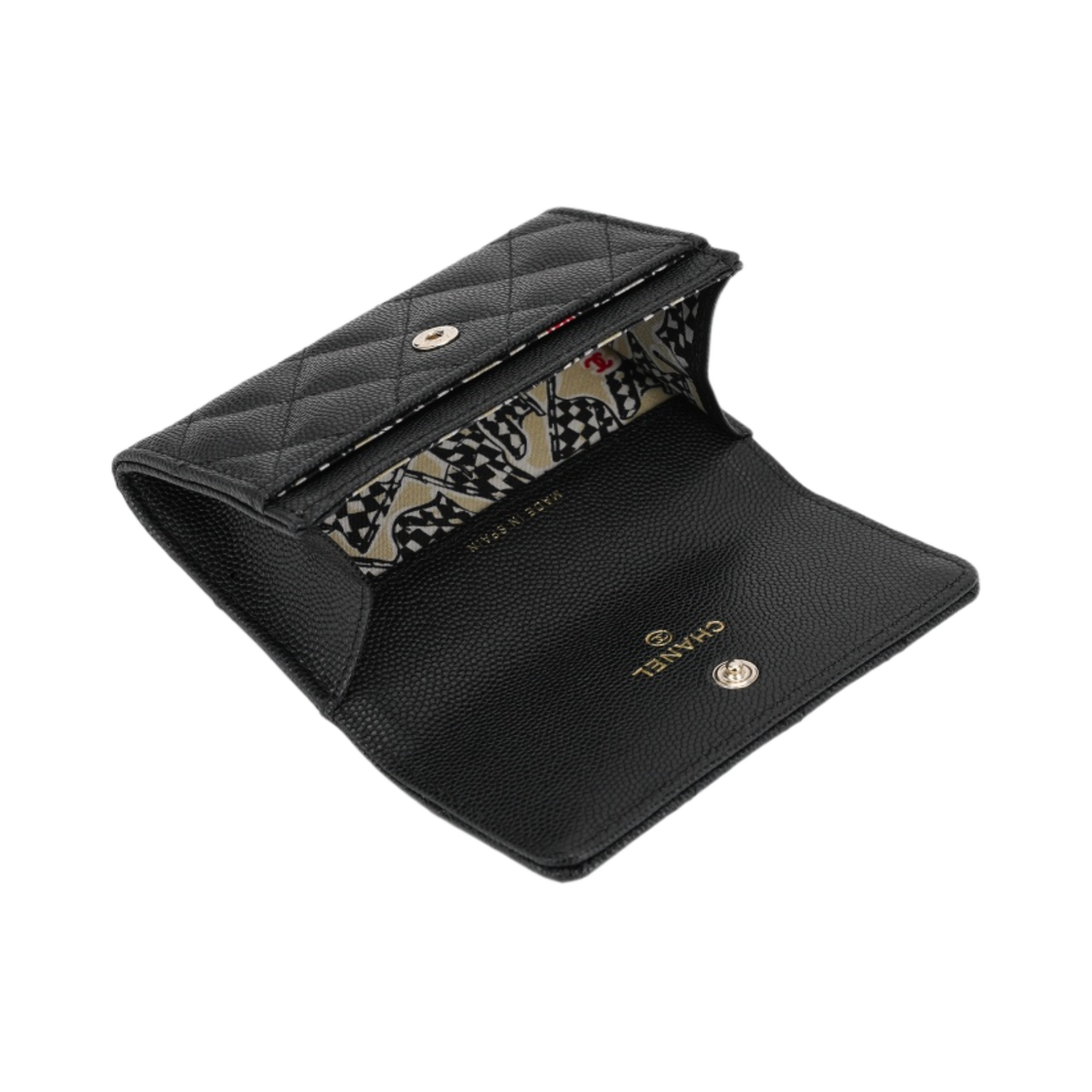 샤넬 플랩 카드 홀더 그레인드 카프스킨 & 골드 메탈 블랙(Chanel Flap Card Holder Grained Calfskin & Gold Black) - 3
