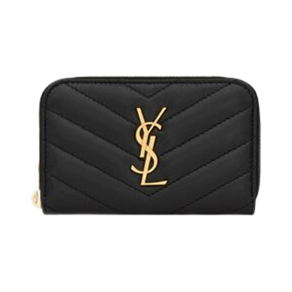 753788-AAA44-1000 Saint Laurent Cassandre Matelasse Coin Card Wallet In Lambskin Black - 대표 이미지 #1