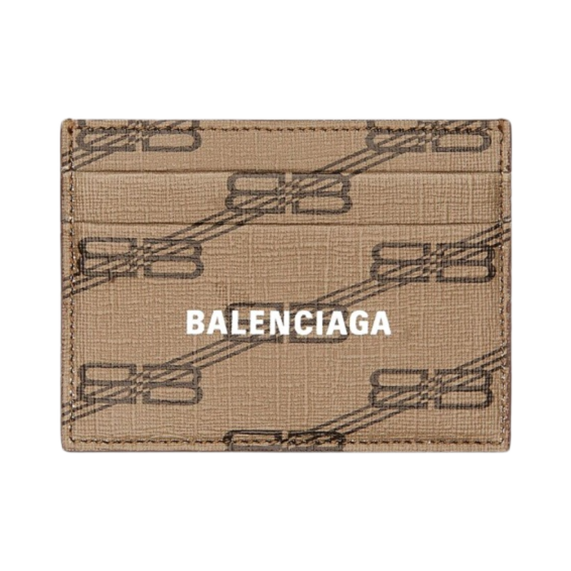 594309210DA2762 Balenciaga Signature Card Holder BB Monogram Coated Canvas Beige