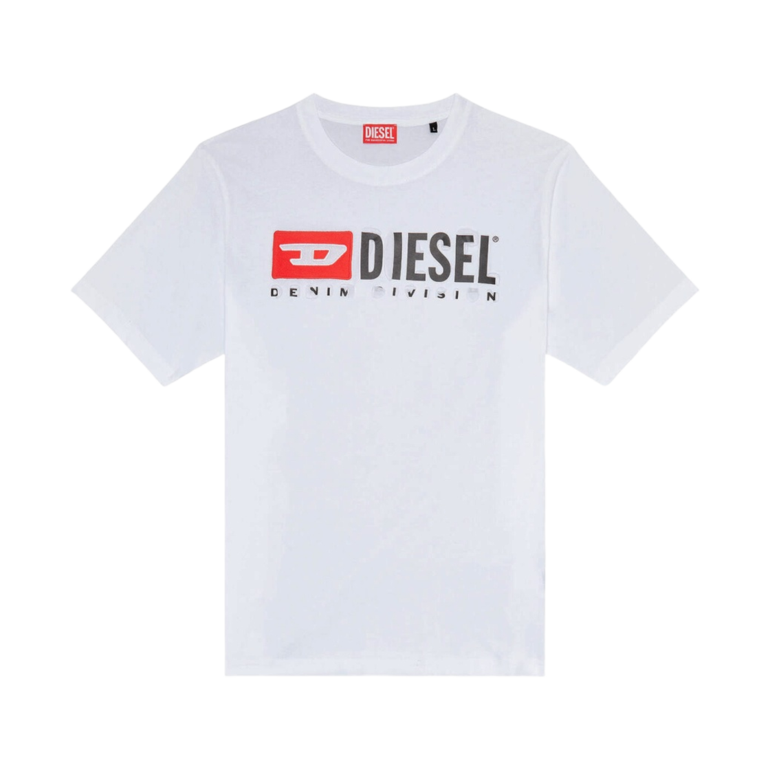 디젤 T-Just-딥스트로이드 필오프 레터스 티셔츠 화이트(Diesel T-Just-Divstroyed T-Shirt with Peel-Off Letters White) - 1