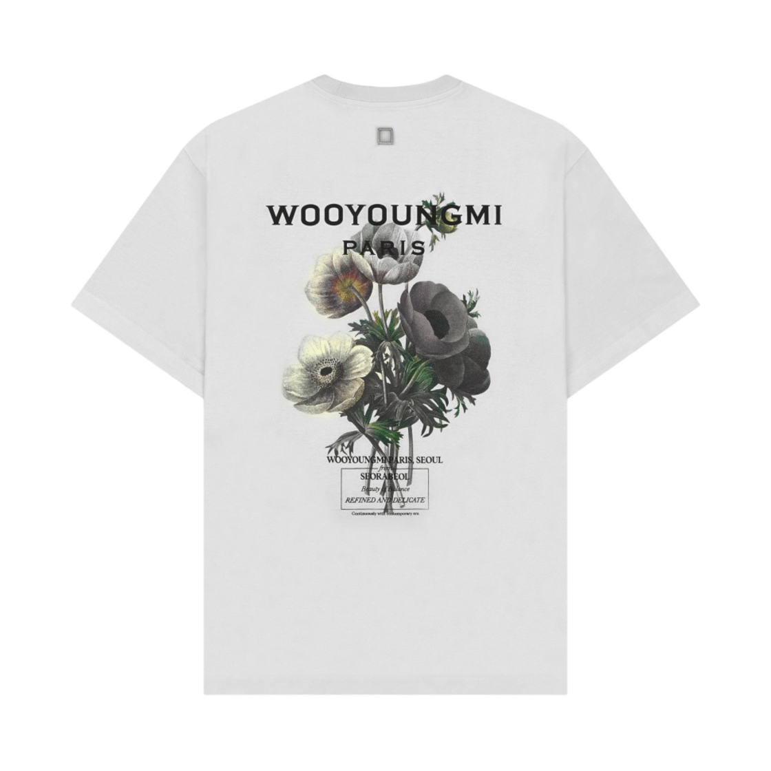 우영미 플라워 프린트 백로고 티셔츠 화이트 - 23FW(Wooyoungmi Flower Print Back Logo T-Shirt White - 23FW)