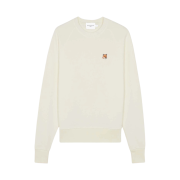 (W) Maison Kitsune Fox Head Patch Adjusted Sweatshirt Ecru