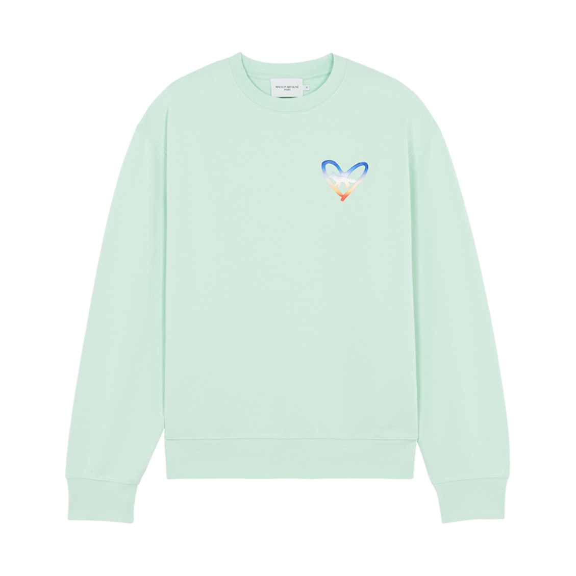 IU00350KM0021-P322 Maison Kitsune Gradient Heart Embroidery Relaxed Sweatshirt Mist Green