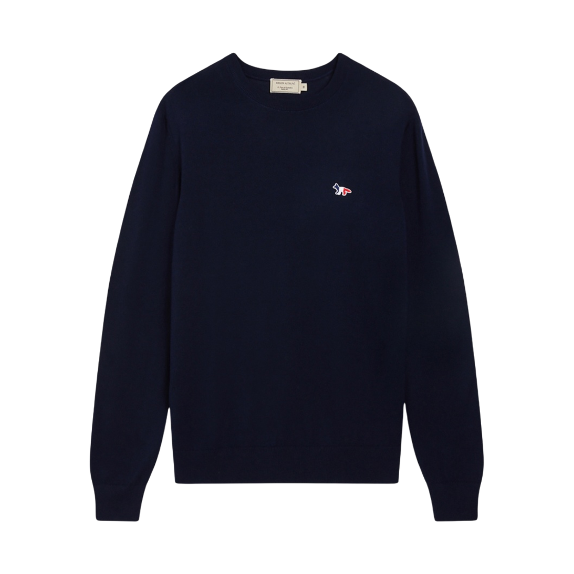 메종 키츠네 트라이컬러 폭스 패치 클래식 라운드넥 네이비(Maison Kitsune Tricolor Fox Patch Classic R-Neck Navy)