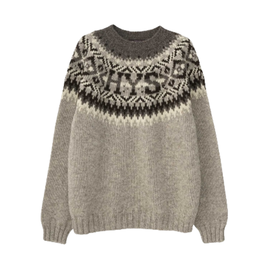 히스테릭 글래머 x 할리 오브 스코틀랜드 HYS 로고 자카드 노르딕 스웨터 블루