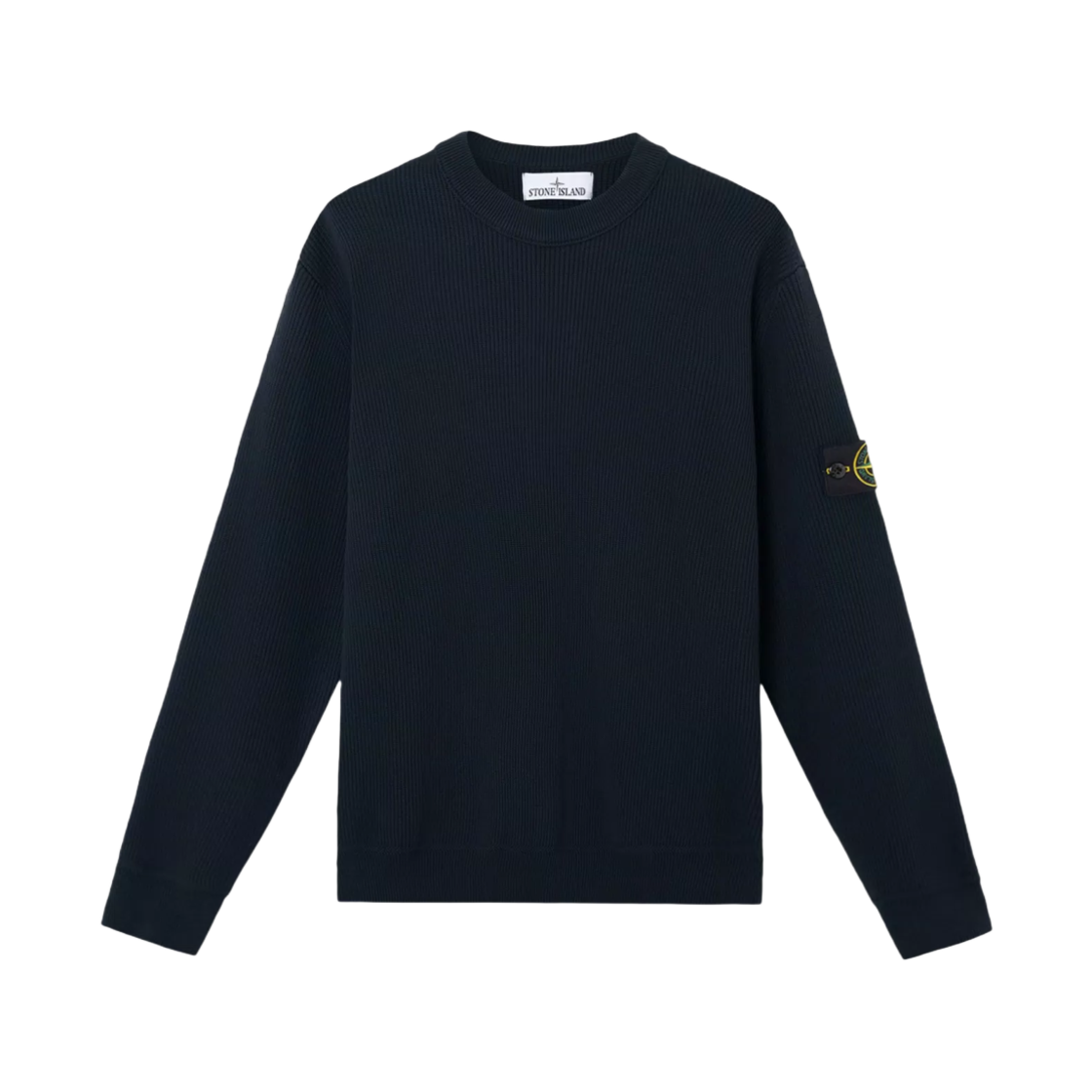 K1S1551000-54S00D8-V0020 Stone Island 5100054 Ribbed Soft Organic Cotton Crewneck Sweater with Ribbing and Stitch Motif Navy Blue - 25SS