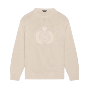 Balenciaga BB Laurel Crown Logo Crewneck Knitted Sweater Beige