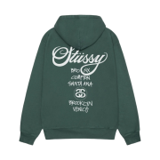 Stussy World Tour Hoodie Pigment Dyed Forest