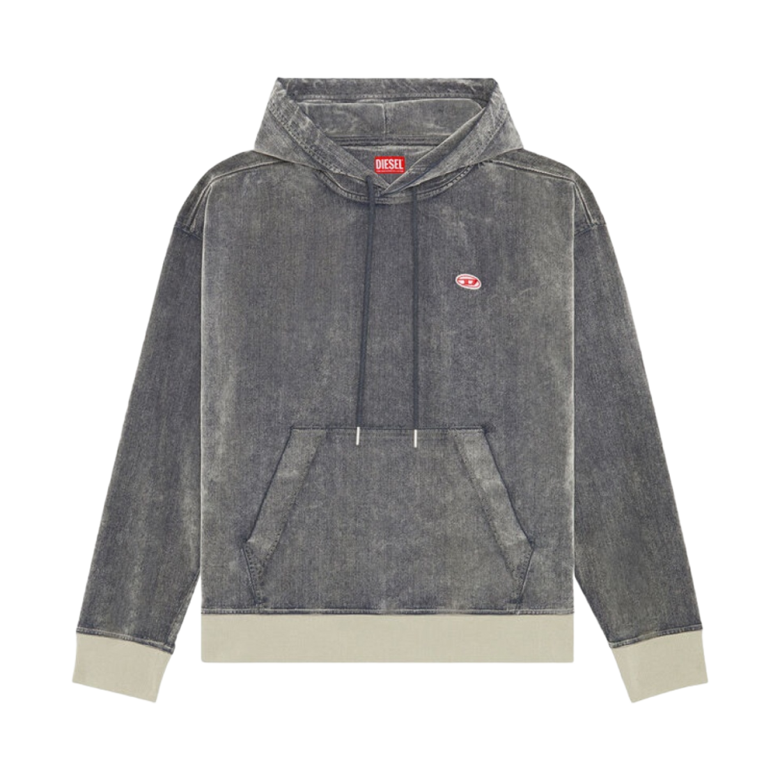 디젤 D-Um-Rib 트랙 데님 후드 그레이(Diesel D-Um-Rib Track Denim Hoodie Grey)