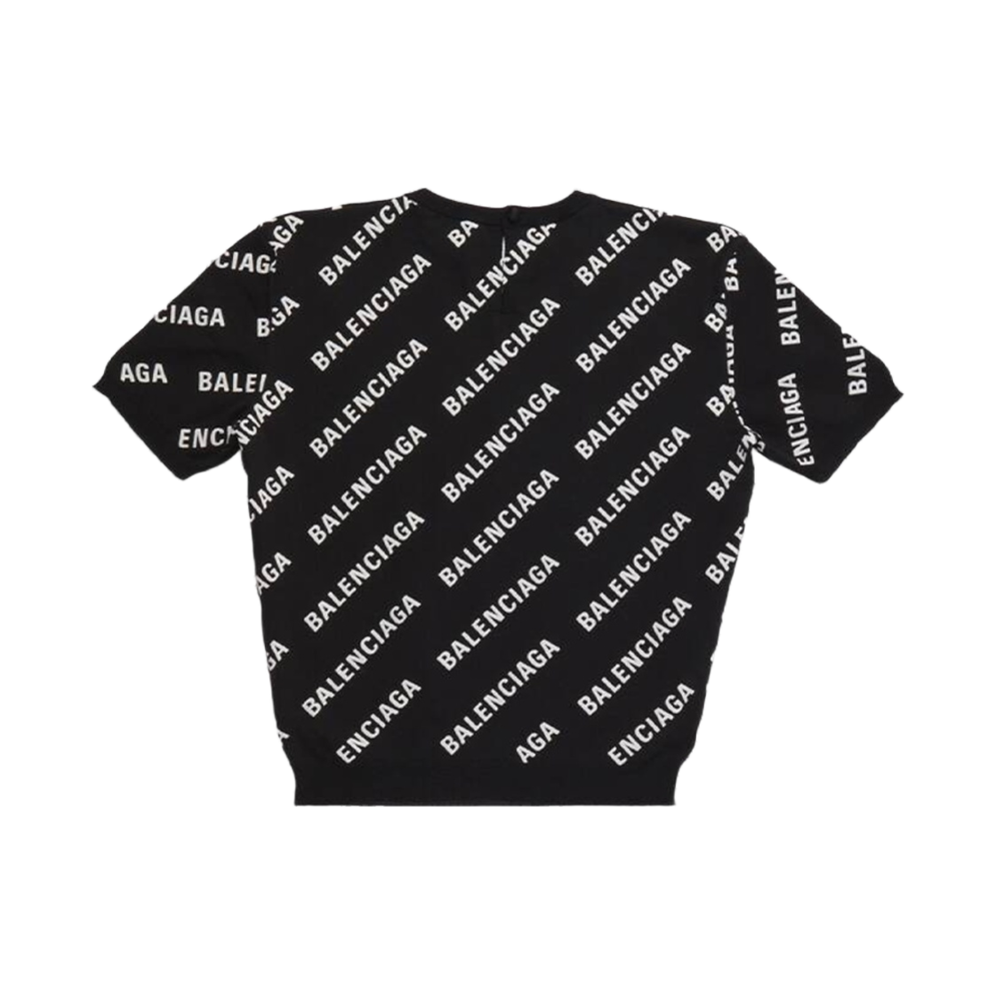 (W) 발렌시아가 올오버 로고 크롭 숏슬리브 스웨터 블랙((W) Balenciaga Allover Logo Crop Short Sleeve Sweater Black) - 2