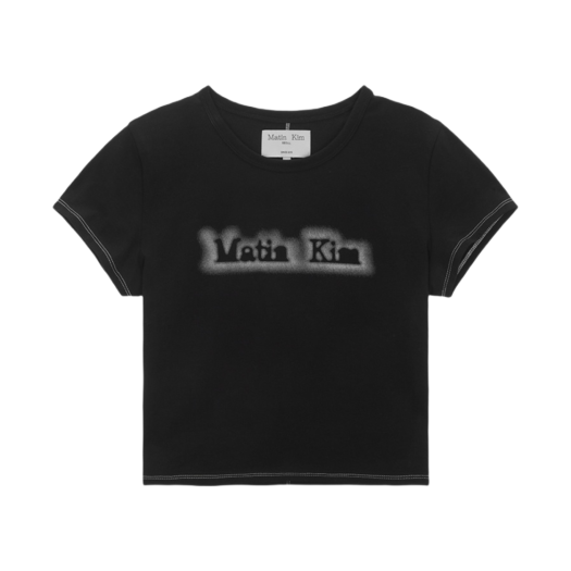 ★Matin Kim★ LOGO CUTTED LAYERED TOP IN BLACK MK2400TS003MB LOGO CUTTED LAYERED TOP IN BLACK - MATINKIM