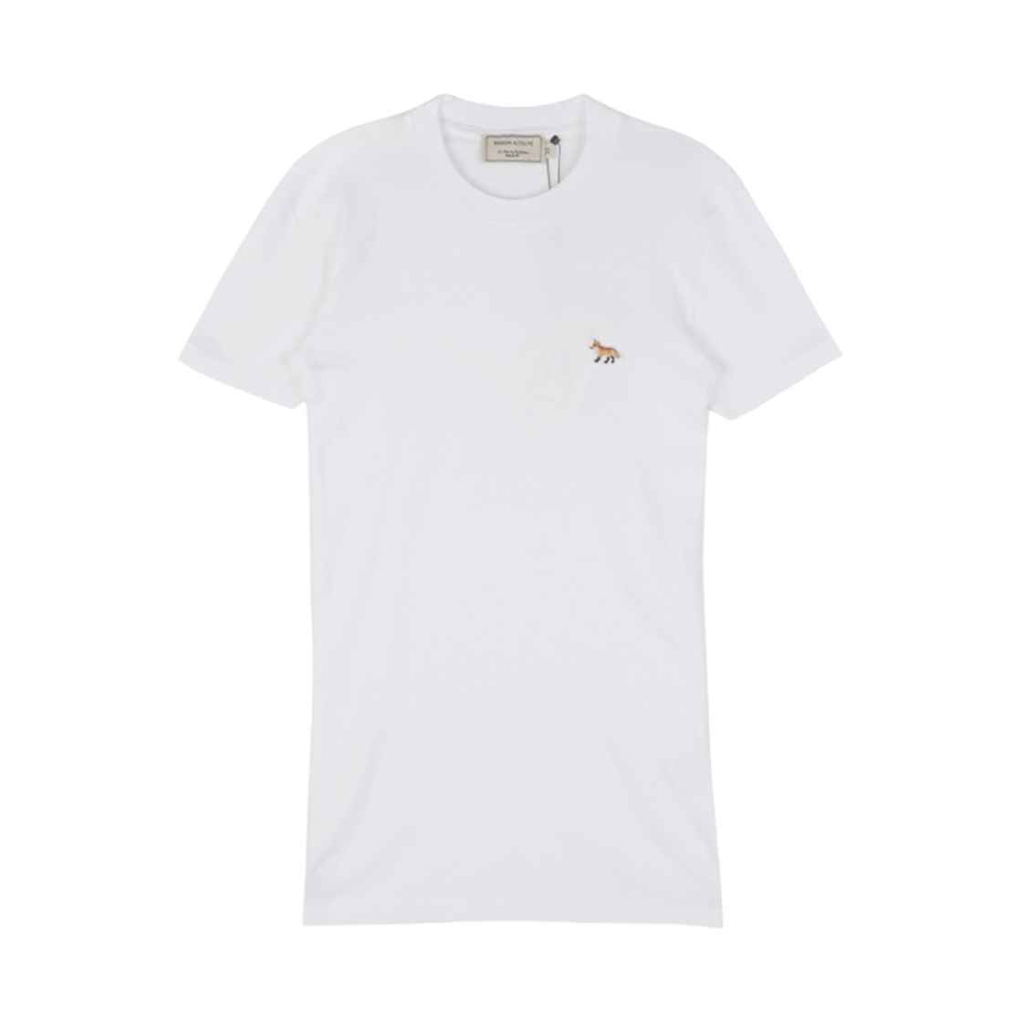 (W) 메종 키츠네 프로파일 폭스 패치 피티드 티셔츠 화이트((W) Maison Kitsune Profile Fox Patch Fitted T-Shirt White) - 1