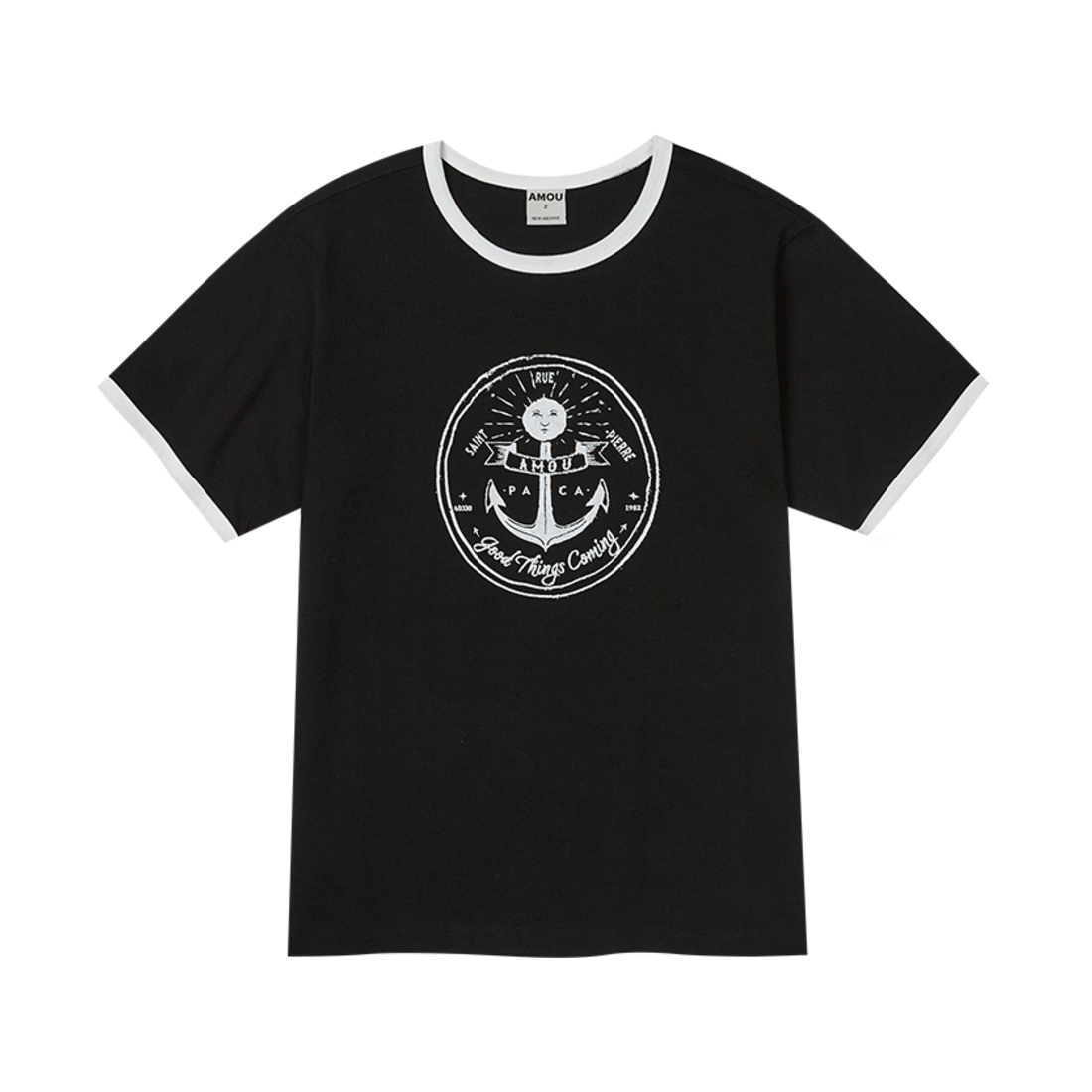 아모우 앵커 링거 티셔츠 블랙(AMOU Anchor Ringer T-Shirts Black)