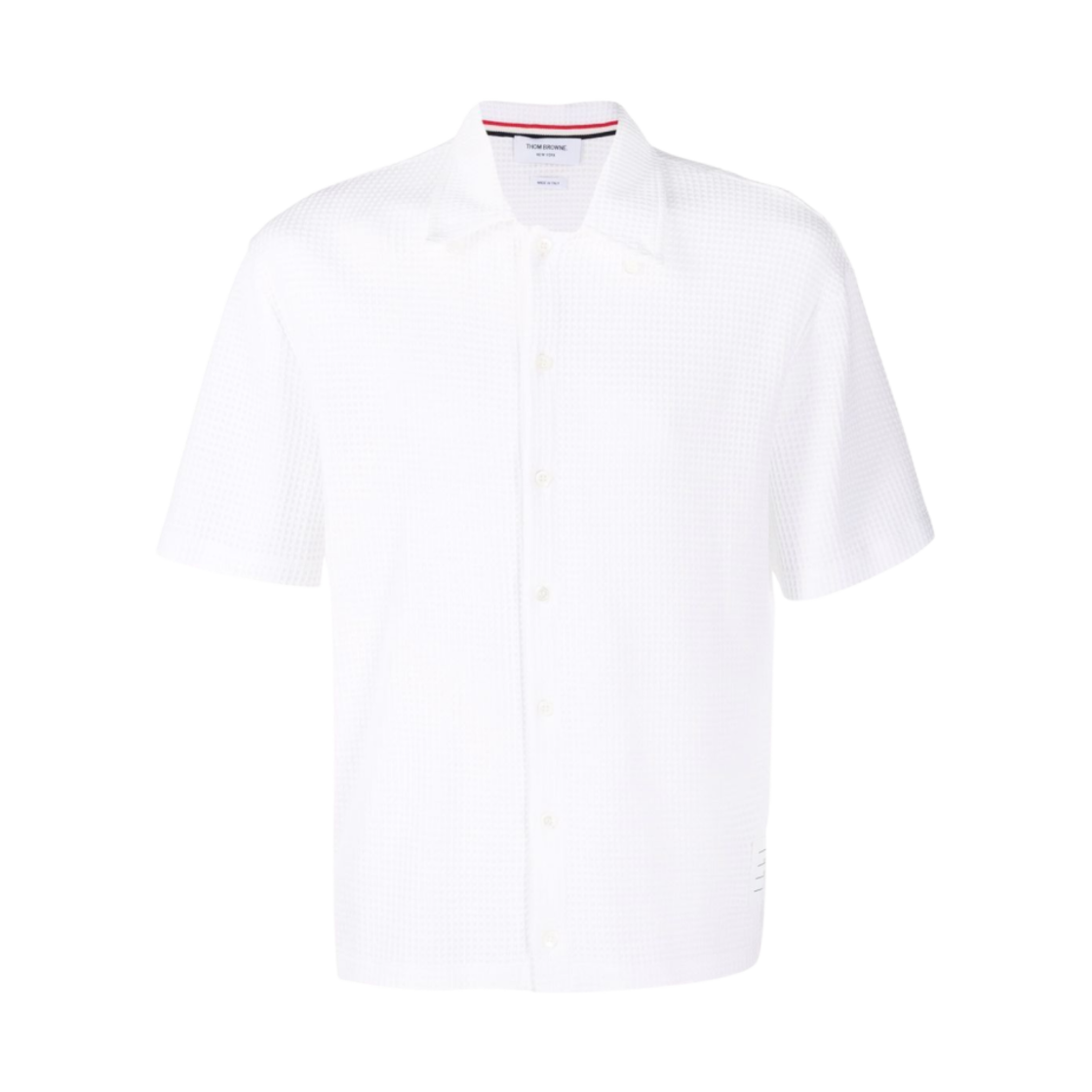 톰브라운 텍스쳐드 코튼 체크 숏슬리브 셔츠 화이트(Thom Browne Textured Cotton Check Short Sleeve Shirt White) - 1
