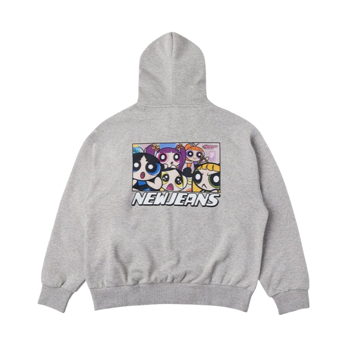뉴진스 x 파워퍼프걸 풀집 후디드 스웨트셔츠 그레이(Newjeans x The Powerpuff Girls Full-Zip Hooded Sweatshirt Grey)