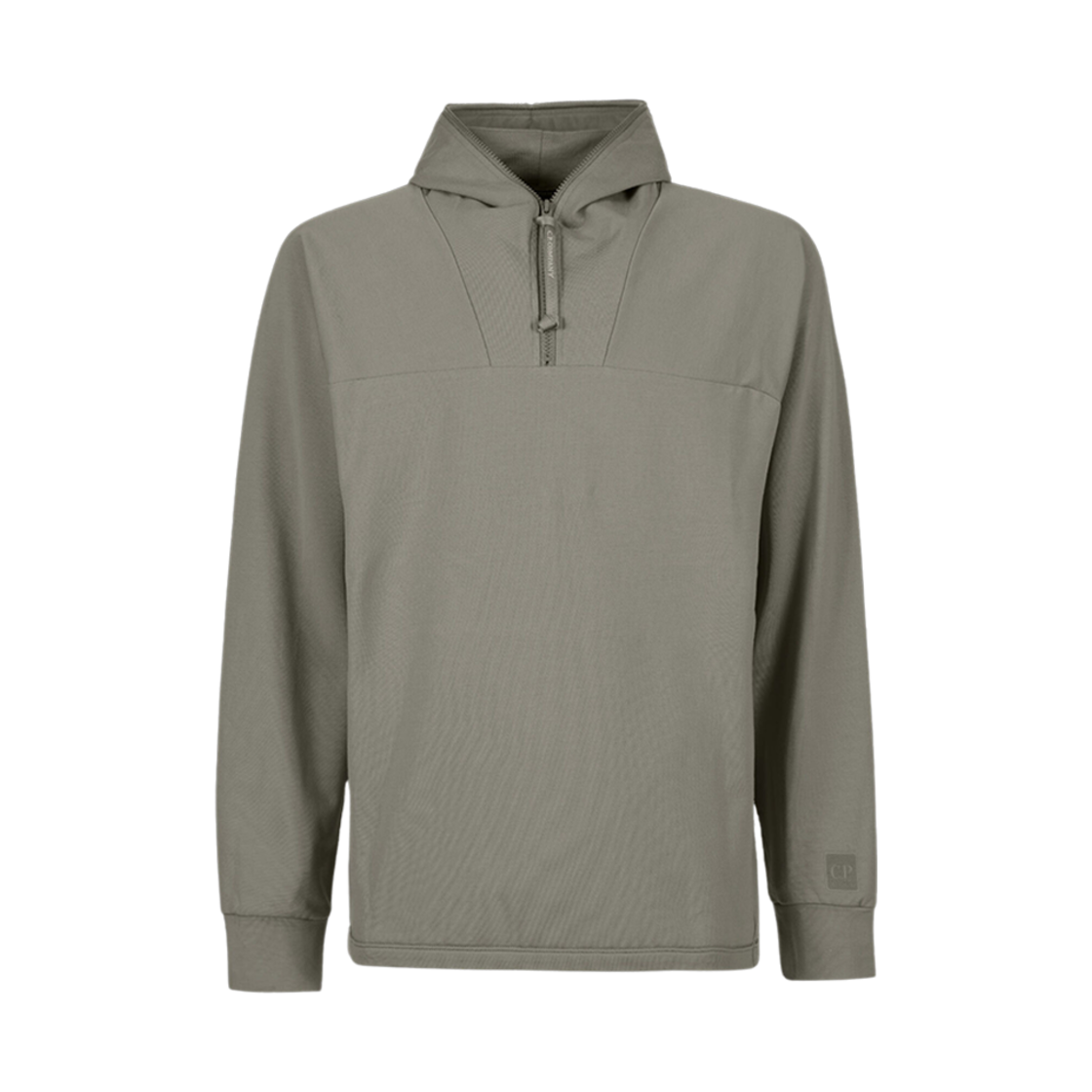 C.P. 컴퍼니 메트로폴리스 시리즈 스트레치 플리스 풀 지퍼 후드 실버 세이지 브라운 - 23FW(C.P. Company Metropolis Series Stretch Fleece Full Zipped Hoodie Silver Sage Brown - 23FW)