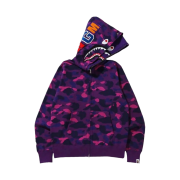 BAPE Color Camo Shark Full Zip Double Hoodie Purple