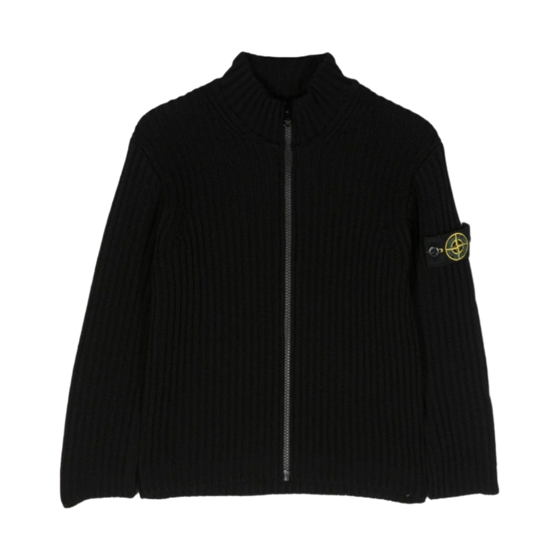 7916512C2-V0029 (Kids) Stone Island 512C2 Full Zip Knit Cardigan Black - 23FW